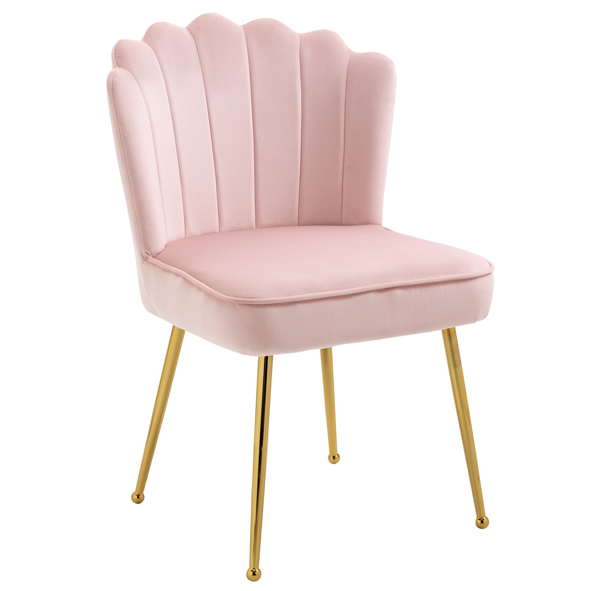 HOMCOM Velvet-Feel Shell Accent Chair - Pink 