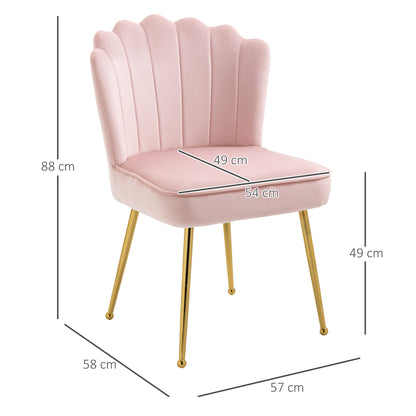HOMCOM Velvet-Feel Shell Accent Chair - Pink 