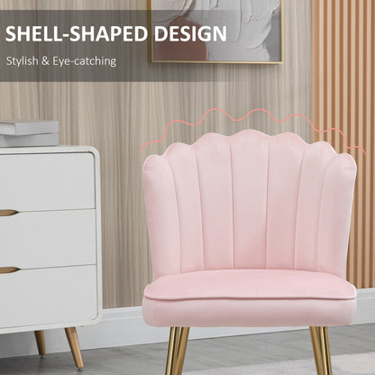 HOMCOM Velvet-Feel Shell Accent Chair - Pink 