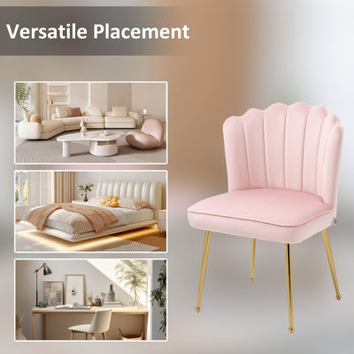 HOMCOM Velvet-Feel Shell Accent Chair - Pink 