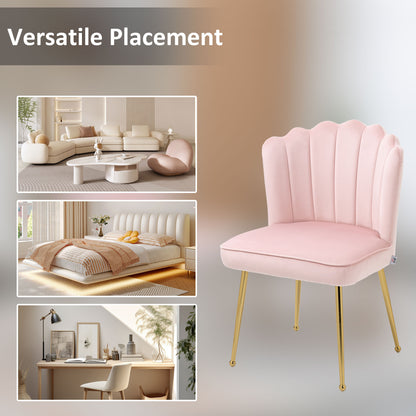 HOMCOM Velvet-Feel Shell Accent Chair - Pink 