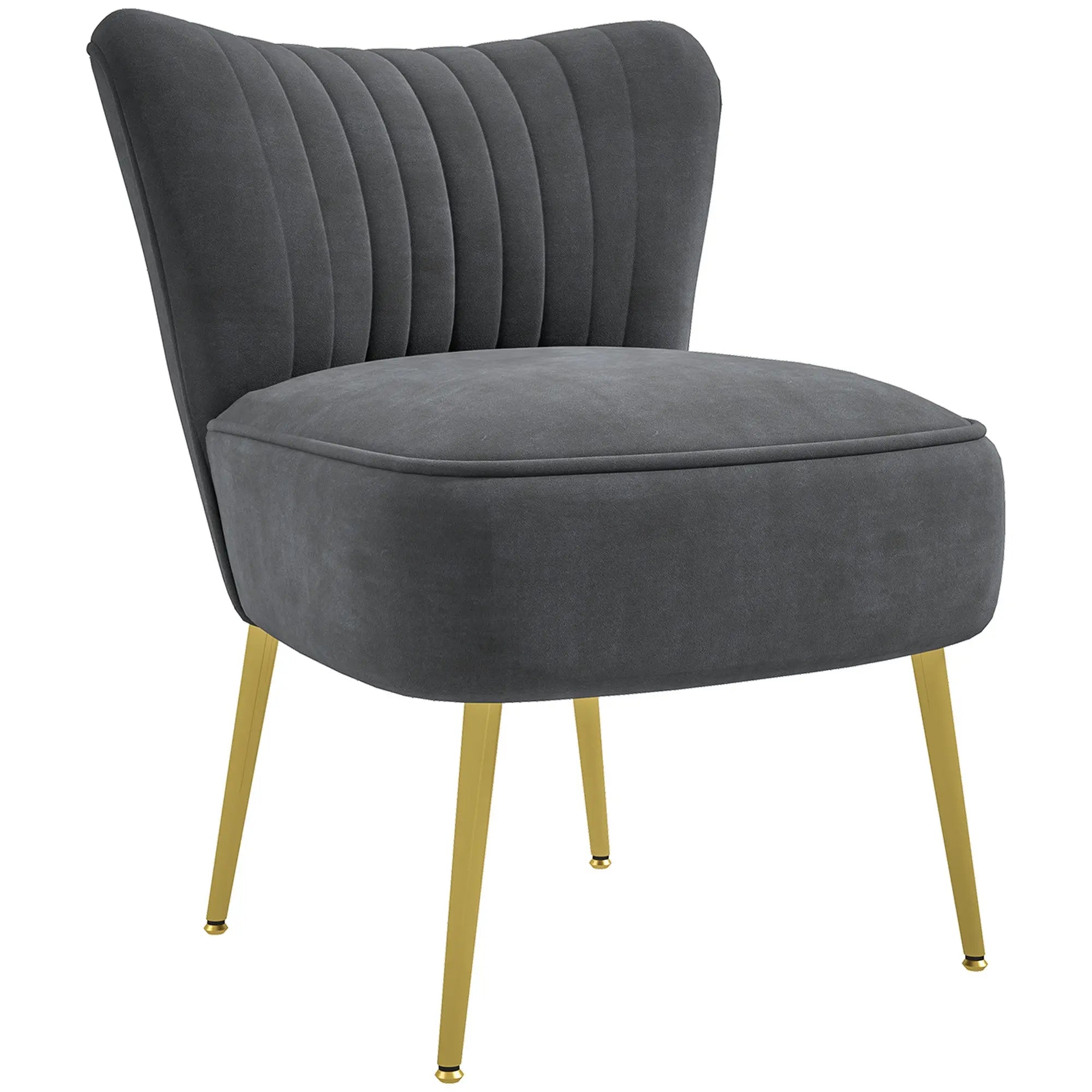 HOMCOM Velvet-Feel Tub Accent Chair - Grey 