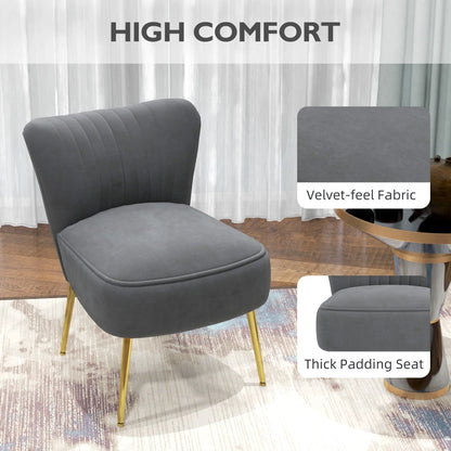 HOMCOM Velvet-Feel Tub Accent Chair - Grey 