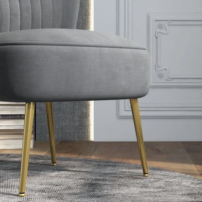 HOMCOM Velvet-Feel Tub Accent Chair - Grey 