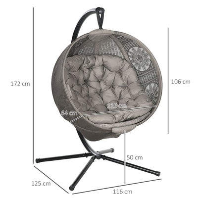 Outsunny Round Egg Basket Chair, with Steel Stand, Sand 