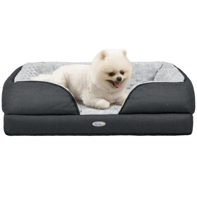PawHut Calming Dog Bed Pet Mattress w/ Removable Cover, Anti-Slip Bottom, for Small Dogs, 70L x 50W x 18Hcm - Charcoal Grey 