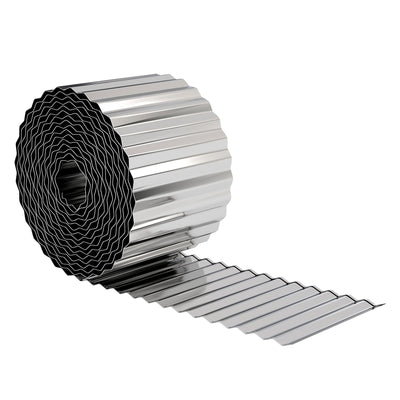 Outsunny Metal Garden Edging Border, 8 in x 21.3 ft Corrugated Heavy Duty Galvanised Steel Lawn Edging, Silver Tone 