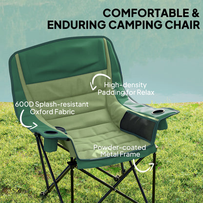 Outsunny Portable Padded Camping Chair, with Bag - Olive Green 
