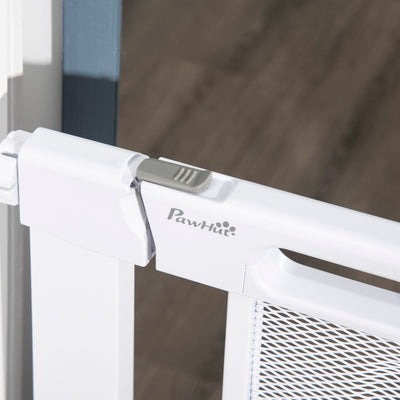PawHut Pet Safety Gate, for Doorways, Staircases, Hallways, with 75-82cm Adjustable Width - White 