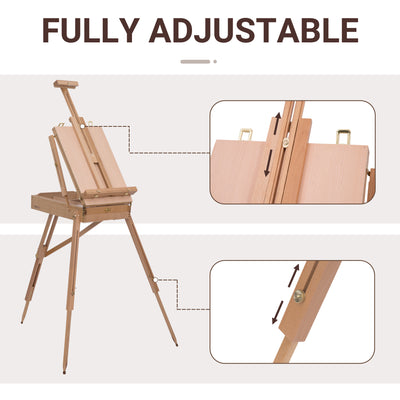 HOMCOM Wooden Art Easel Tripod Sketch Artist Painters Craft Portable Folding Drawing Board Lightweight - Natural Wood 