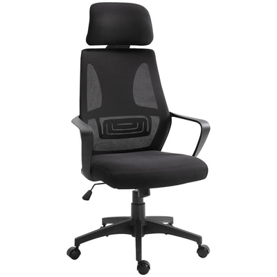 Vinsetto Ergonomic Office Chair, High Back Computer Chair, Mesh Desk Chair with Lumbar Support, Headrest, Wheel, Adjustable Height, Black 