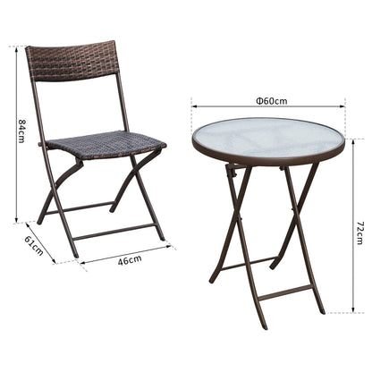Outsunny 2 Seater Wicker Rattan Bistro Set-Brown 