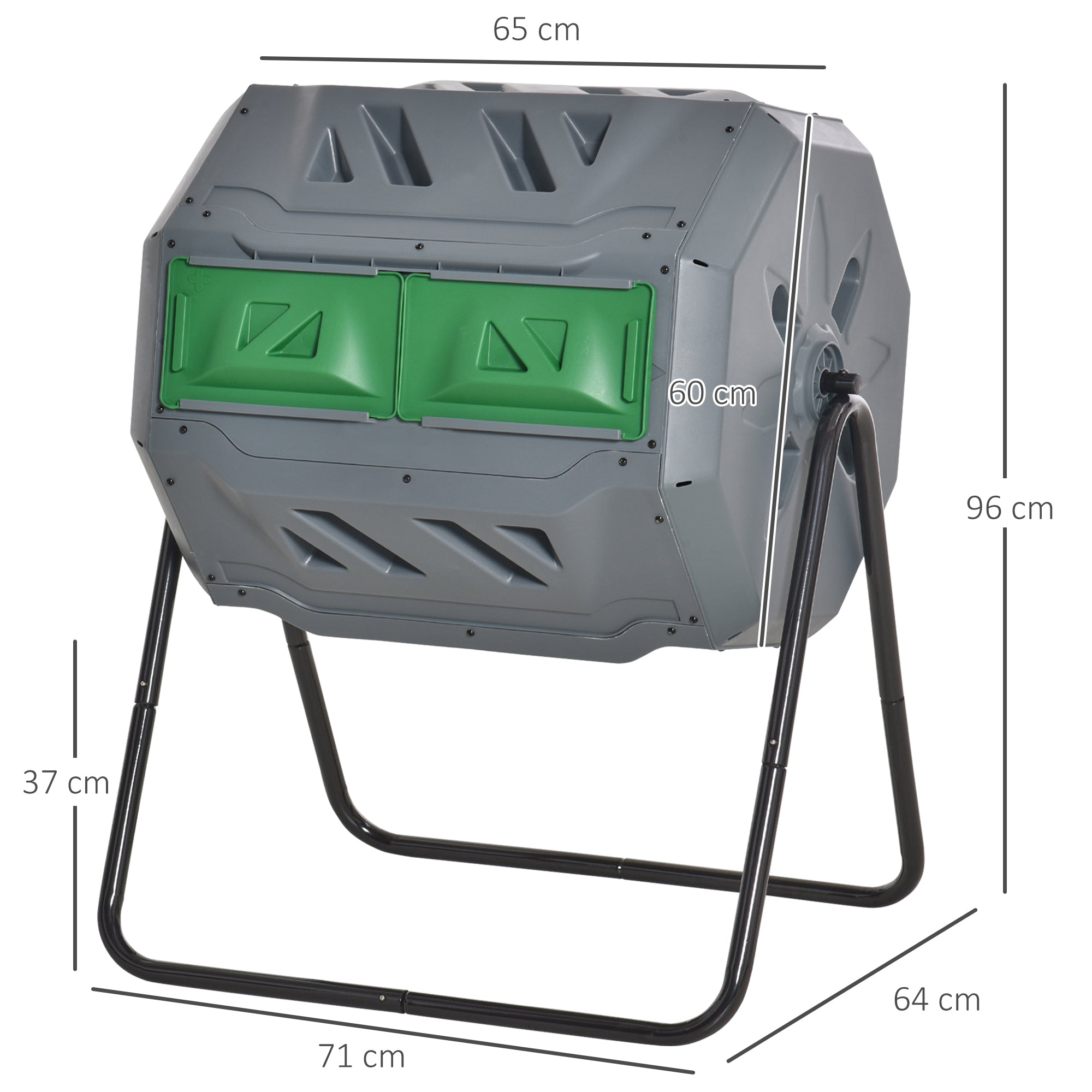 Outsunny 160L 360° Rotating Dual Chamber Composter - Grey 