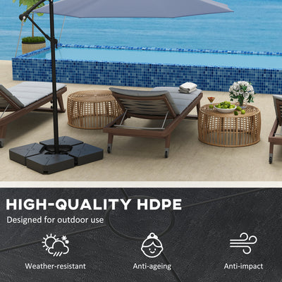 Outsunny Umbrella Weights for Cantilever Parasols, Set of 4 Heavy Duty Parasol Base Weights, 64kg Sand or 55kg Water Filled, Black 