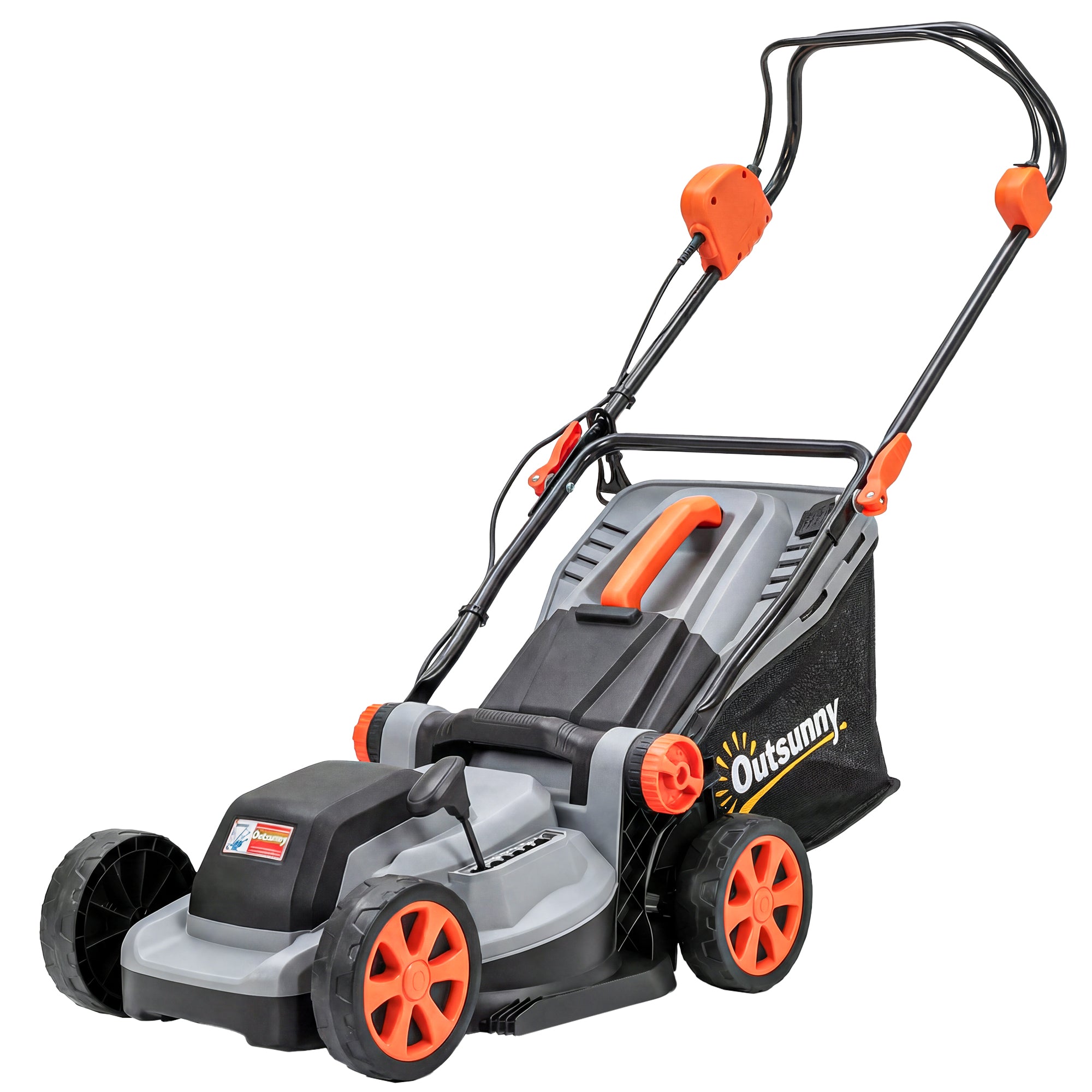Outsunny 18V Cordless Lawnmower with 2 x 4Ah Batteries, Battery Lawn Mower with 34cm Cutting Width, Mulching Feature 