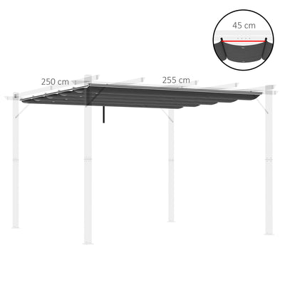Outsunny Retractable Pergola Shade Cover, Replacement Canopy Fabric for 3 x 3 (m) Pergola, Gazebo Retractable Roof, Dark Grey 