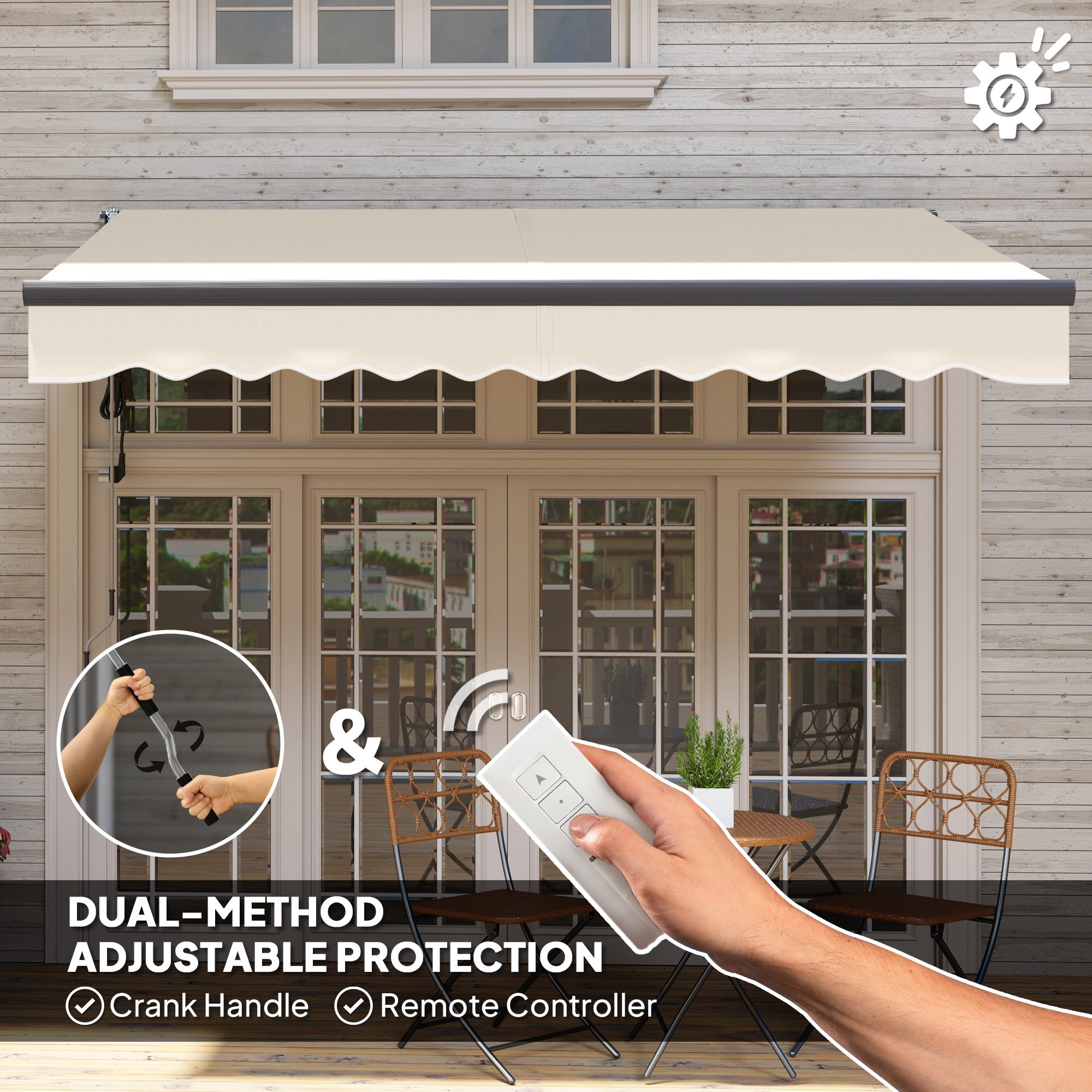 Outsunny 2.5 x 3m Electric/Manual Awning, with Remote - Beige 