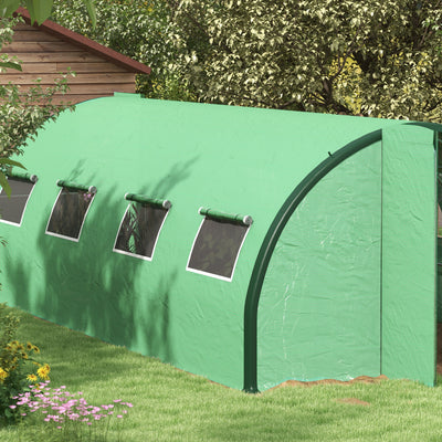 Outsunny Polyethylene Upgraded Structure Walk-in Polytunnel Greenhouse, 6 x 3(m), Green 