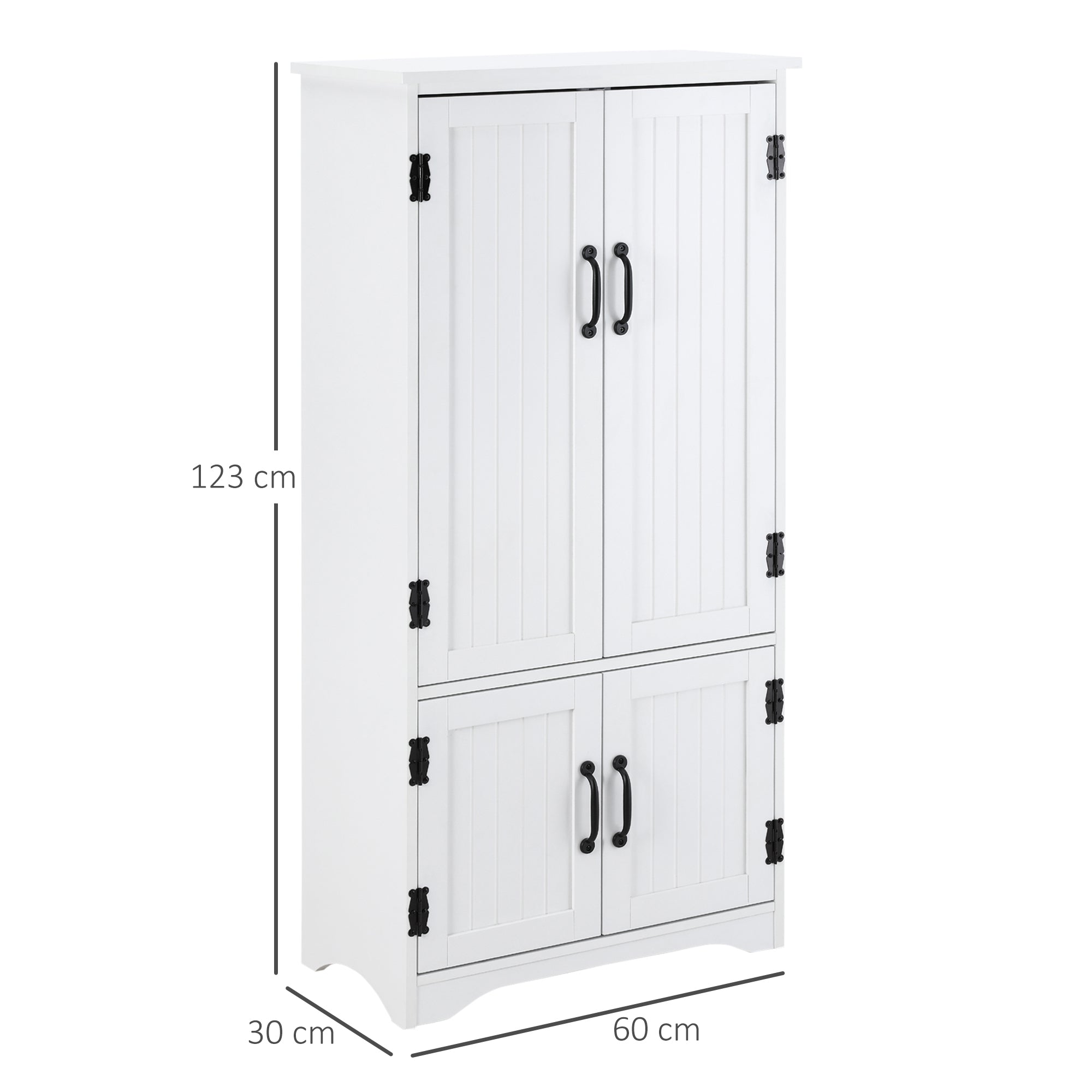 HOMCOM Accent Floor Storage Cabinet Kitchen Cupboard with Adjustable Shelves and 2 Lower Doors, White 