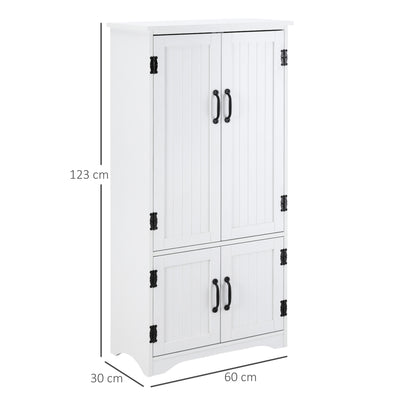 HOMCOM Accent Floor Storage Cabinet Kitchen Cupboard with Adjustable Shelves and 2 Lower Doors, White 