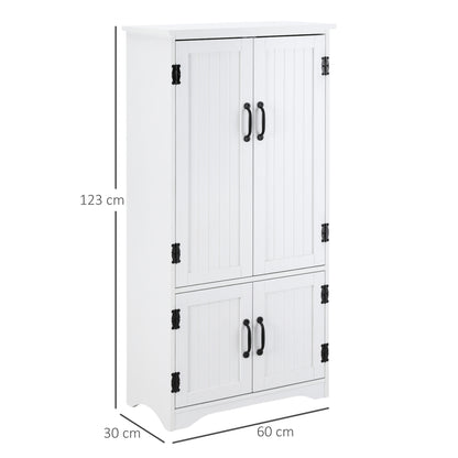 HOMCOM Accent Floor Storage Cabinet Kitchen Cupboard with Adjustable Shelves and 2 Lower Doors, White 