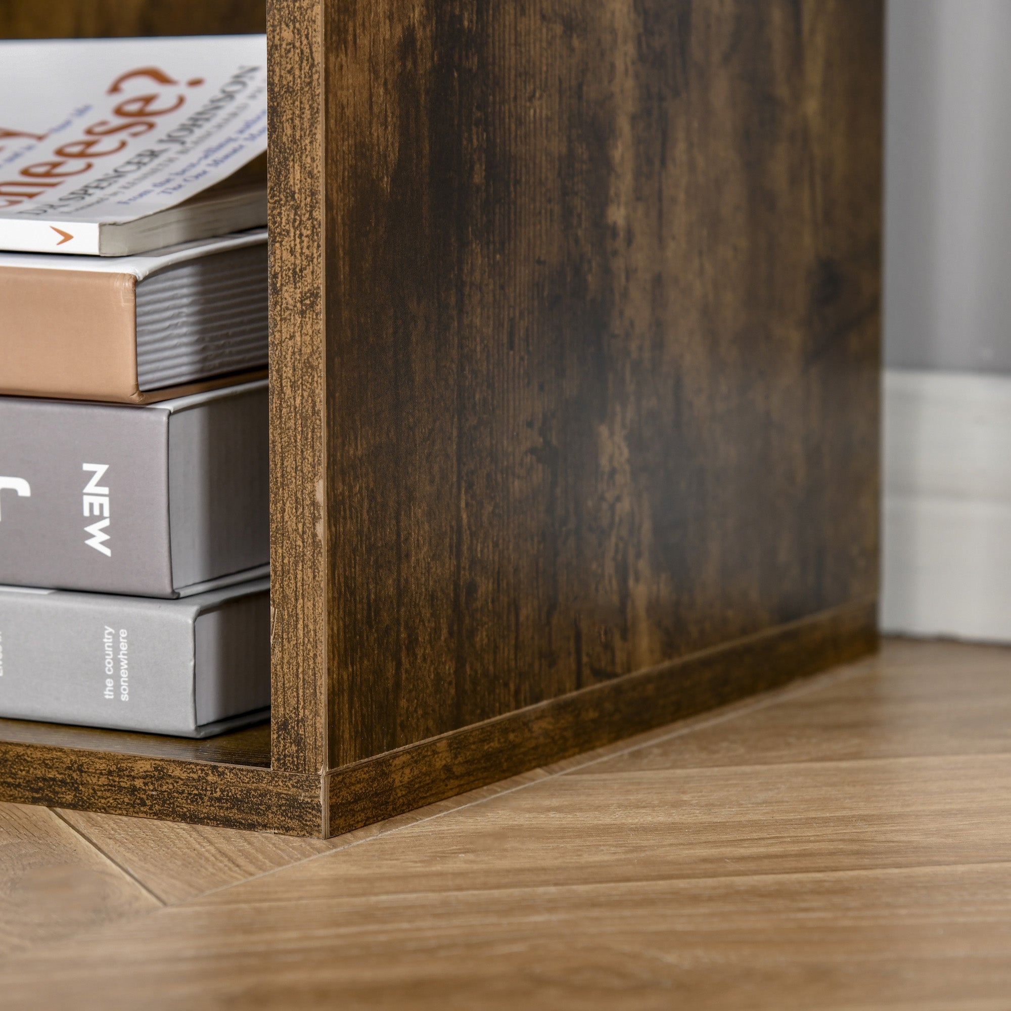 HOMCOM Six-Cube Bookcase - Rustic Brown Wood Effect 