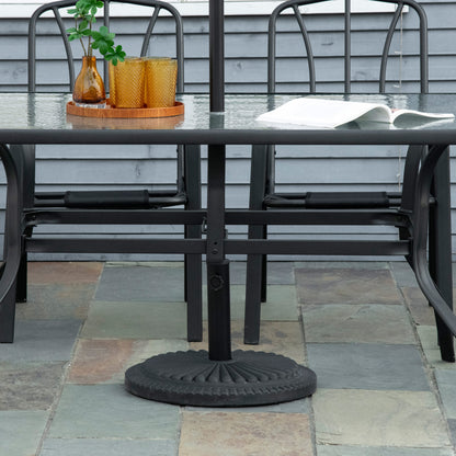 Outsunny 14kg Round Cement Parasol Base Umbrella Weight Stand Holder Fits Φ35mm,Φ38mm,Φ48mm Pole for Patio Outdoor Garden - Black 