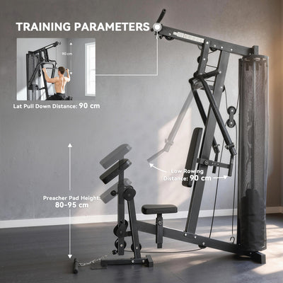 SPORTNOW Multi Gym with Adjustable Seat and Back, All in One Home Gym Machine with 45kg Weight Stack for Full Body Strength Training 