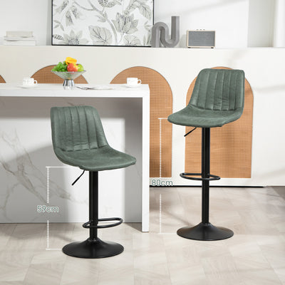HOMCOM Set of Two Retro Tub Bar Stools - Green 