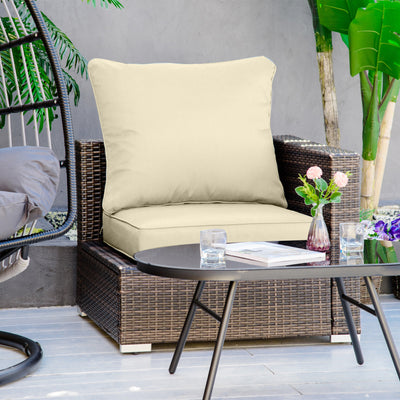 Outsunny Outdoor Seat and Back Cushion Set Patio Deep Seating Chair Replacement Cushion 