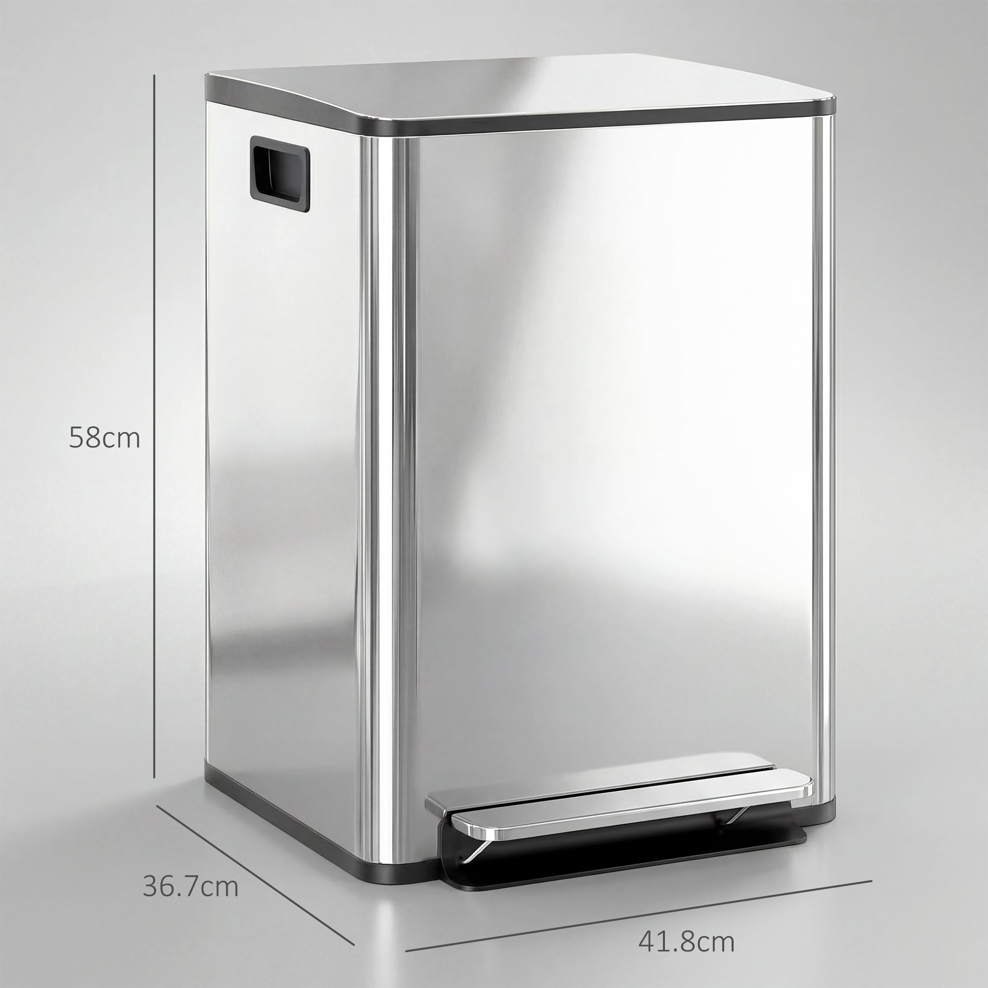 HOMCOM 40L Dual Compartment Stainless Steel Bin, with Deodoriser Holders - Silver Tone 