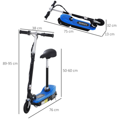 HOMCOM Foldable Electric Scooter for Kids 12V 120W W/Brake Kickstand -Blue 