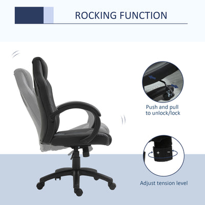 Vinsetto High-Back Office Chair Faux Leather Swivel Computer Desk Chair for Home Office with Wheels Armrests Black 