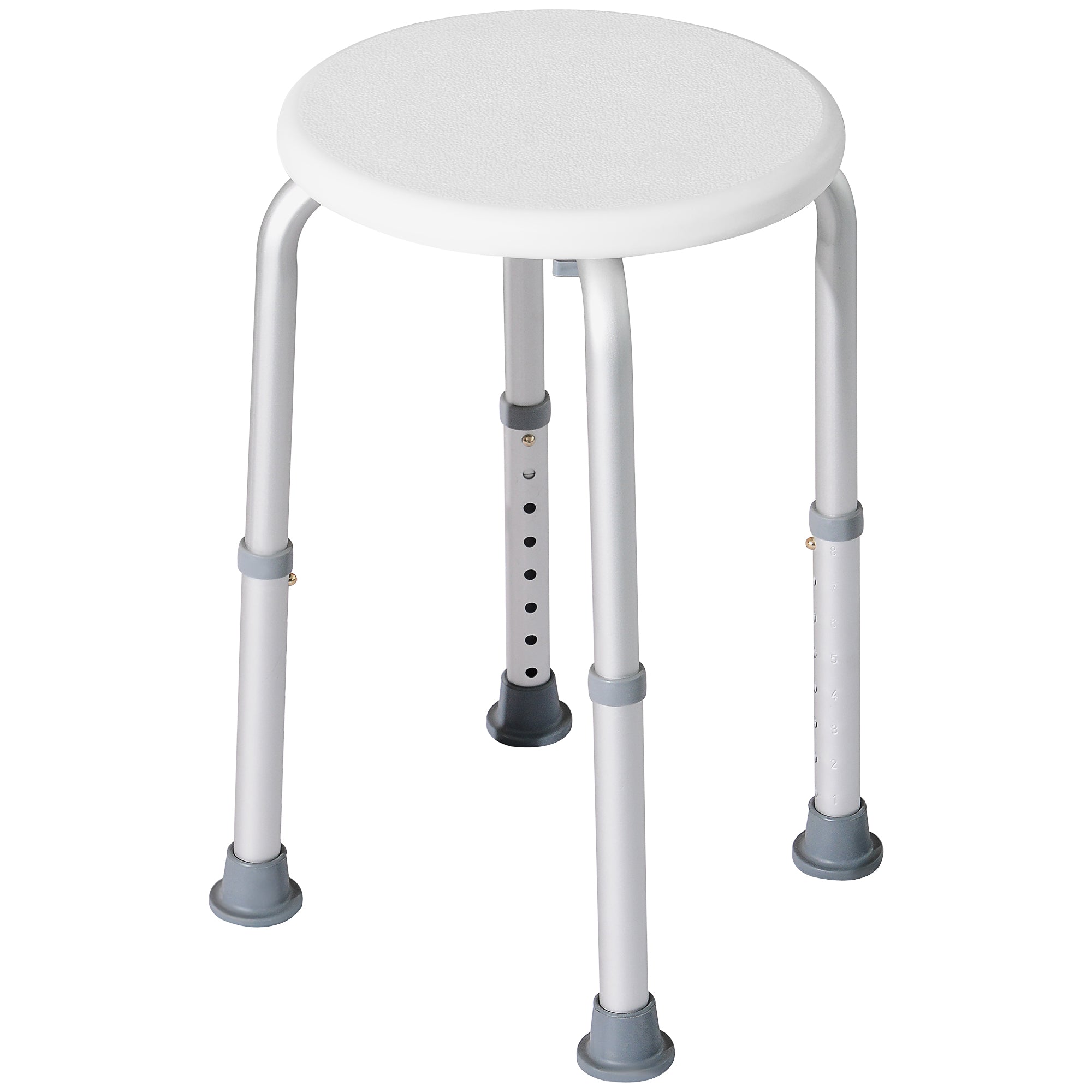 HOMCOM Shower Chair, Height Adjustable Aluminium Shower Stool with Non-Slip Feet for Disabled, Elderly, White 