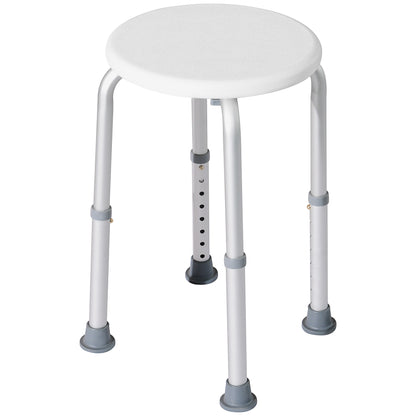 HOMCOM Shower Chair, Height Adjustable Aluminium Shower Stool with Non-Slip Feet for Disabled, Elderly, White 