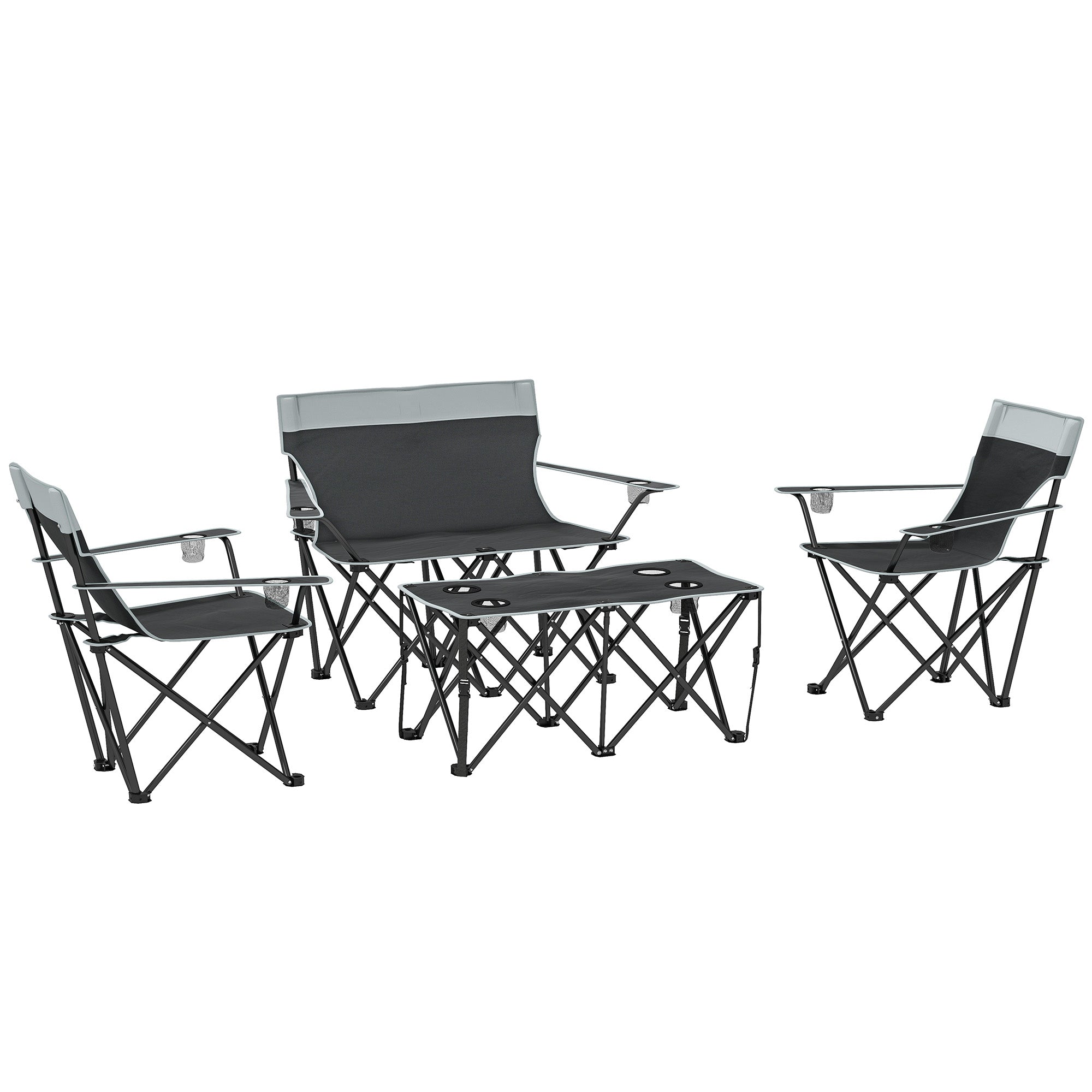 Outsunny Four-Piece Portable Picnic Table Set - Grey 