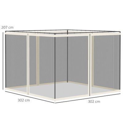 Outsunny 302 x 207cm Universal Replacement Mesh Sidewall Netting for Gazebos and Canopy Tents, (Sidewall Only) White 