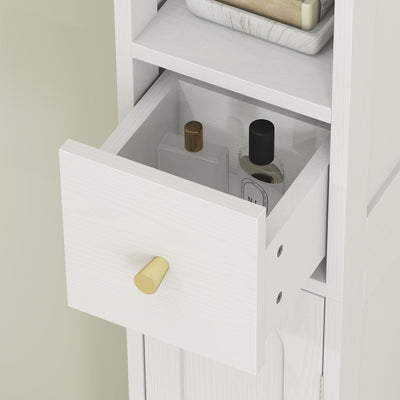 HOMCOM 185 cm Tall Bathroom Cabinet with Arched Doors - White 