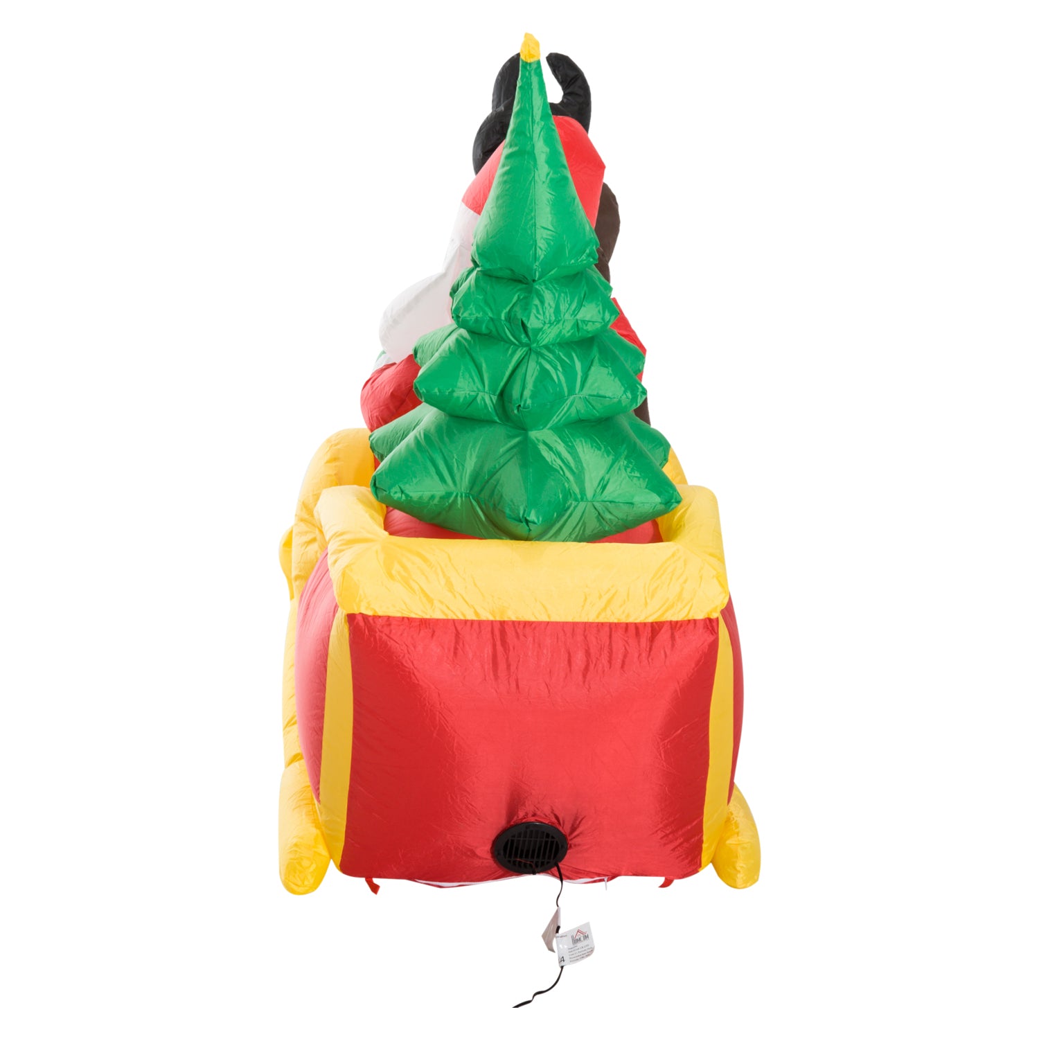 HOMCOM Large Self-inflating Inflatable Xmas Santa Claus Sledge Sleigh w/Reindeer LED Outdoor Blow Up Christmas Decoration 