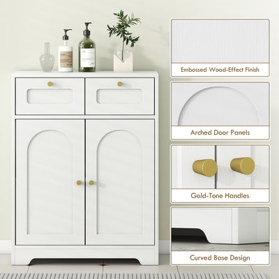 HOMCOM Bathroom Floor Cabinet with 2 Drawers - White 