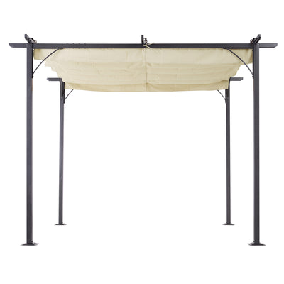 Outsunny 3 x 3(m) Metal Pergola with Retractable Roof, Garden Gazebo Metal Pergola Canopy. Outdoor Sun Shade Shelter for Party BBQ, Beige 