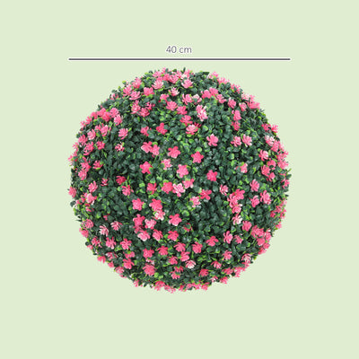 HOMCOM Set of Two Artificial Boxwood Balls Plants - Pink 