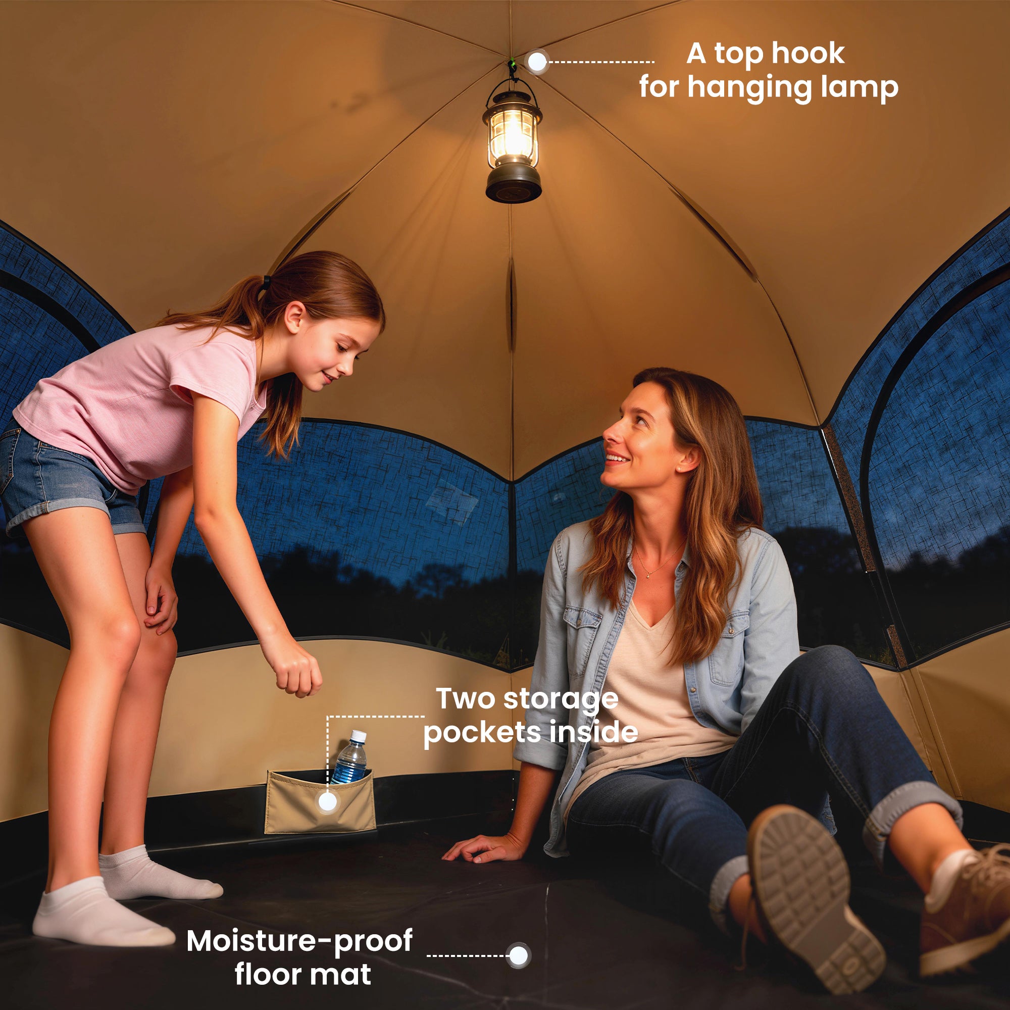 Outsunny Double Layer Instant Pop Up Tent with Rainfly, Portable Camping Shelter with Sewn-in Groundsheet and Carry Bag, Khaki 