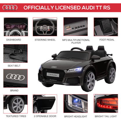 HOMCOM Kids Licensed Audi TT Ride-On Car 12V Battery w/ Remote Suspension Headlights and MP3 Player 2.5-5km/h Black 