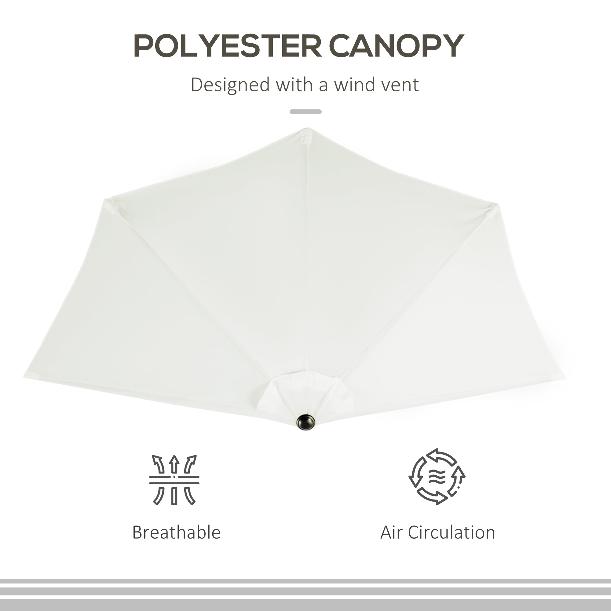Outsunny 2.7m Garden Half Parasol, Outdoor Balcony Umbrella with 5 Steel Ribs, Patio Sun Shade, Cream White 