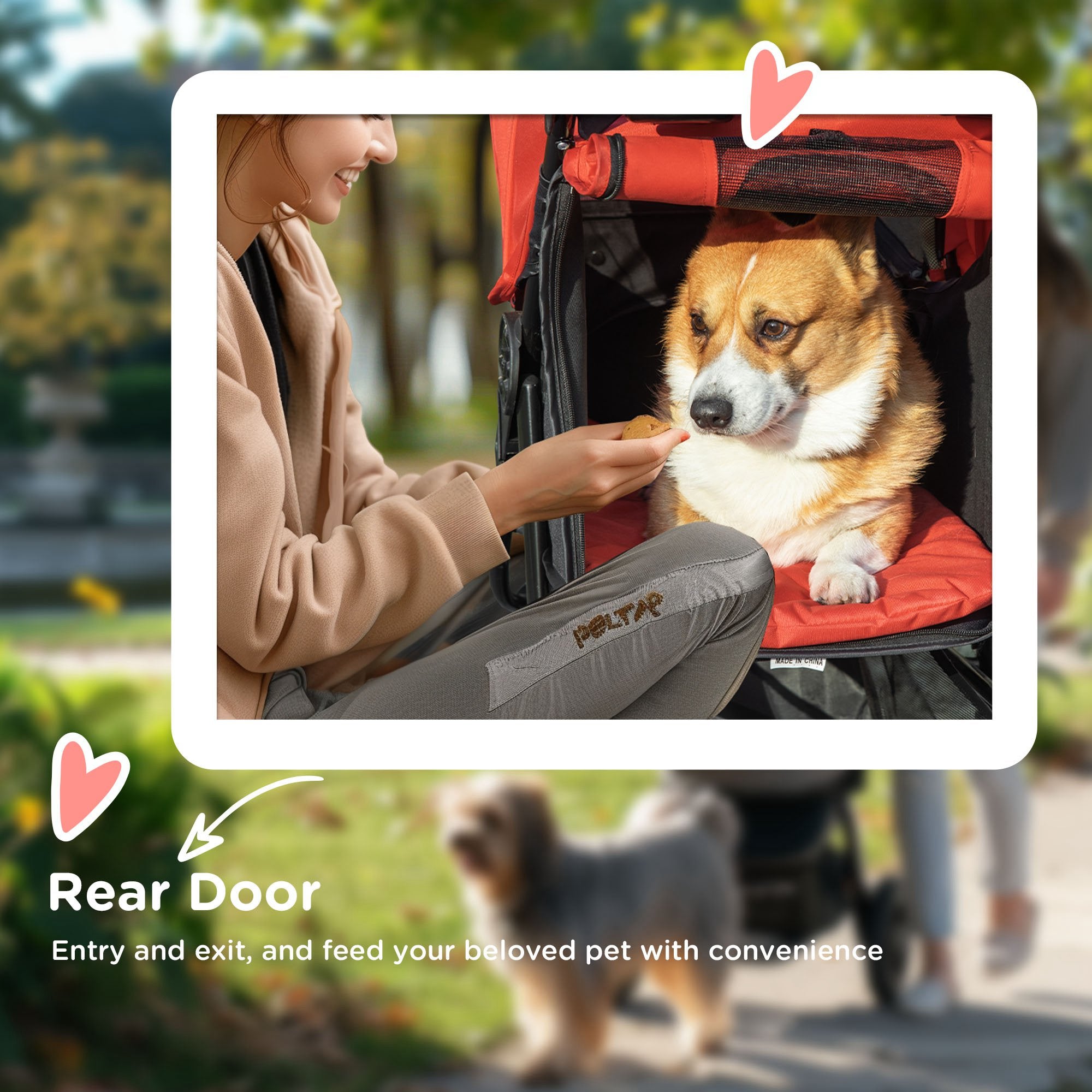 PawHut Dog Pram Dog Stroller Pet Stroller, 3 Wheels Dog Pushchair with Brake, for Small Miniature Dogs, Cats, Red 