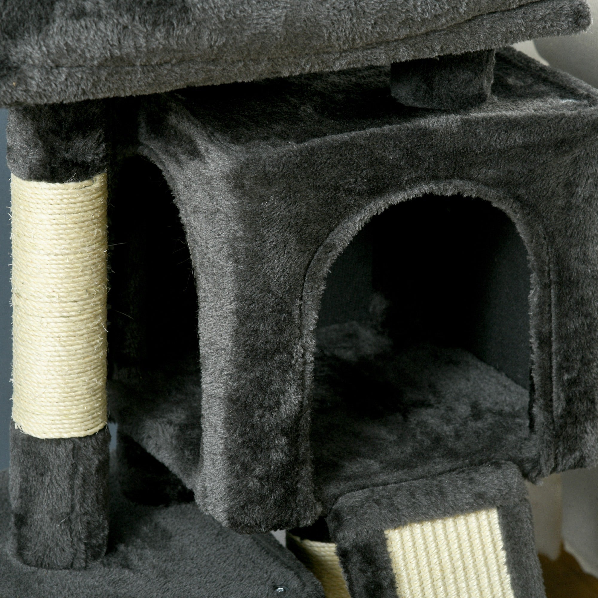 PawHut Cat Tree for Indoor Cats 83cm Cat Scratching Post Scratch Board Kitten Tower Climbing Frame Black 