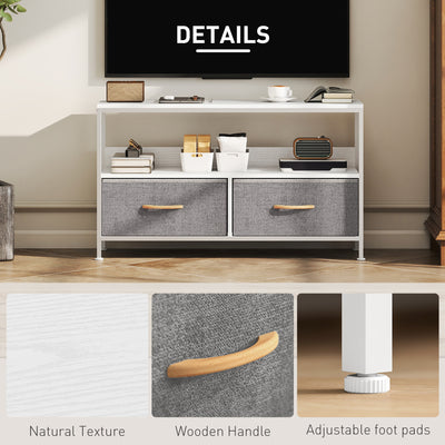 HOMCOM TV Stand Cabinet with 2 Foldable Drawers - White 