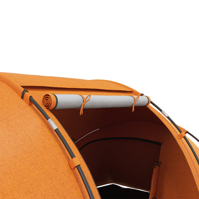 Outsunny 4-6 Man Camping Tent w/ Two Bedroom, Hiking Sun Shelter, UV Protection Tunnel Tent, Orange 