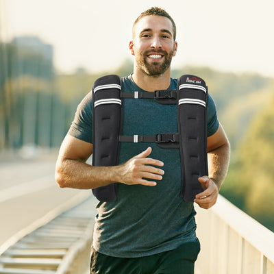 HOMCOM 10KG Weighted Vest, Running Weight Vest with Adjustable Straps, Convenient Pocket and Reflective Strips, for Men and Women Cardio Exercise Strength Training Workout 